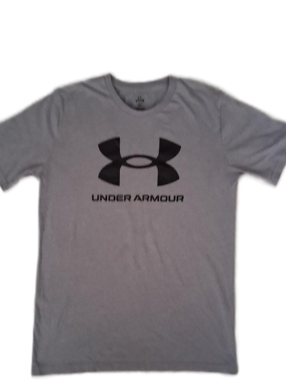 Under Armour Men's Grey Short Sleeve T-Shirt Logo In Black on Center Front-Smal